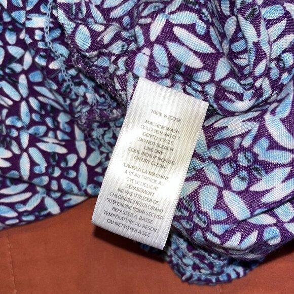 Beachlunchlounge Purple/Blue Wide-Leg Patterned Boho Elastic Waist Women's Pants - Picture 9 of 9